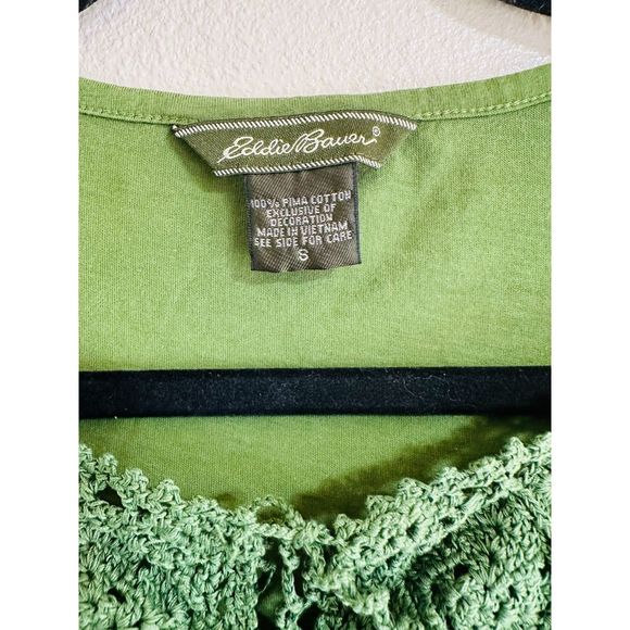 Eddie Bauer Casual Pima Cotton Embroidered Neckline 3/4 Sleeve Top, Size S - Picture 3 of 4